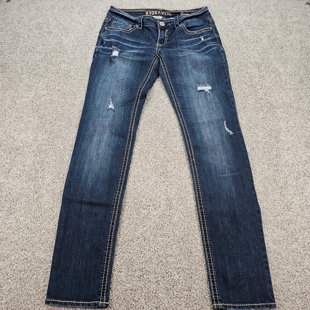 HYDRAULIC Bailey Skinny‎ Jeans Distressed Dark Wash Women Size 7/8 EUC